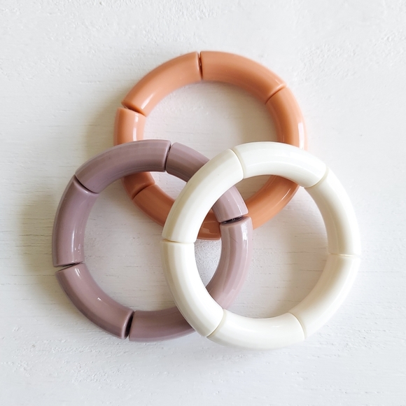 Tube Bamboo Bangle Bracelet - Light Mauve - Picture 3 of 8